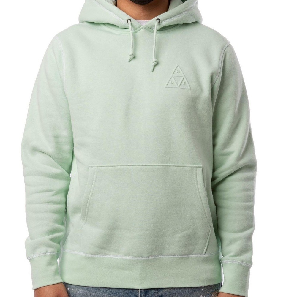 HUF Light Mint‎ Green Loong Sleeve Kangaroo Pocket Embossed Hoodie Size Medium